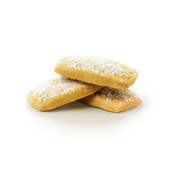 Shortbread cookie coated with crystal sugar.